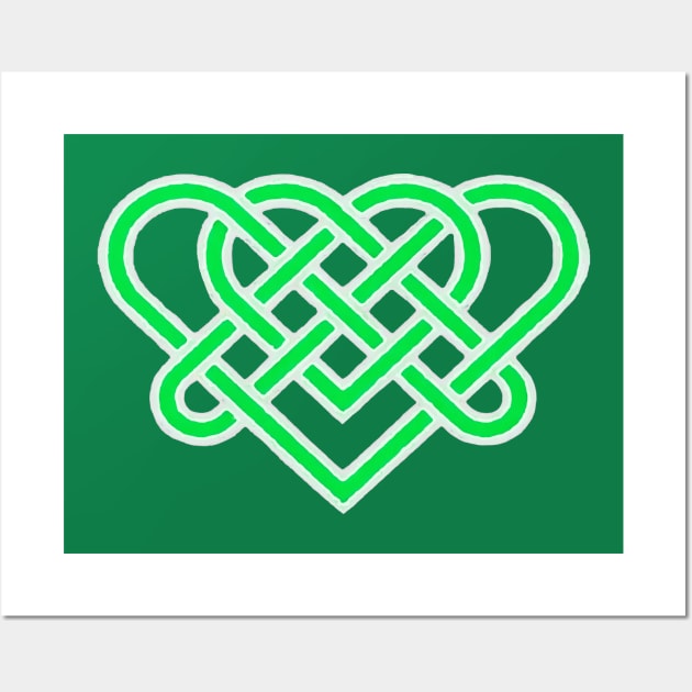 Celtic Eternal Love Knot Romantic Heart Green Design Wall Art by taiche